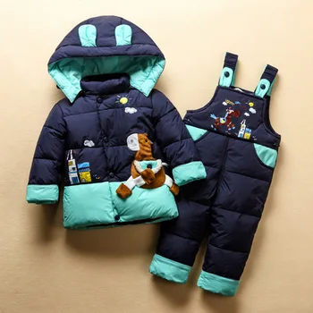 2019 bebê Novo conjunto de roupas de engrossar para baixo da jaqueta do menino romper para baixo do casaco conjuntos de vestuário crianças & parkas Crianças Roupas de meninas