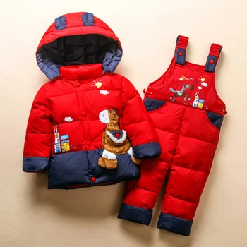 2019 bebê Novo conjunto de roupas de engrossar para baixo da jaqueta do menino romper para baixo do casaco conjuntos de vestuário crianças & parkas Crianças Roupas de meninas