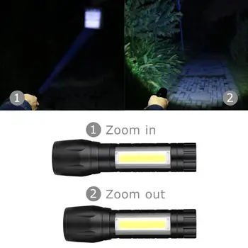 Portable 3 Modos Lanterna por AA Bateria MIni Lanterna XPE COB USB recarregável Lâmpada de Acampamento de Caça, de Trabalho Tocha Flashlamp