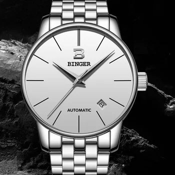 Suíça BINGER relógios de homens de marca de luxo de negócios Relógios de pulso Mecânico Automático Data relógio masculino B-5005-8 Relógio Masculino