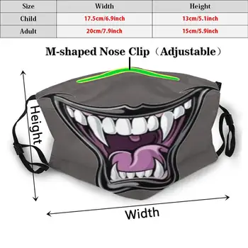 Lobo Dente Máscara Engraçado Impressão Reutilizáveis Pm2.3305 Filtro De Máscara Facial De Dentes De Drácula