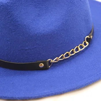 Aba larga igreja simples, derby chapéu Panamá cor sólida senti chapéu fedora para os homens, homens e mulheres, de lã sintético misto de jazz chapéu