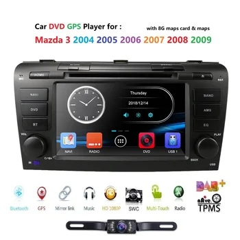 O envio gratuito de DVD do Carro para Mazda 3 2004-2009 sistema de navegação sistema de multimídia dvd do carro para Mazda3 Rádio Leitor de GPS DAB+TPMS CAM
