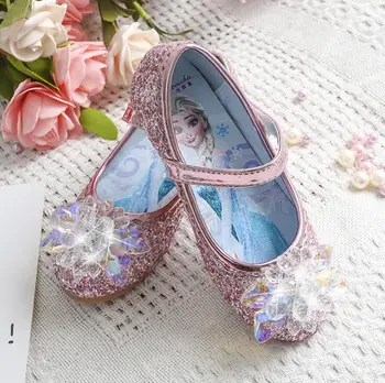 Moda Congelados Cristal Brilhante Diamante Sapatos De Menina Princesa Elsa Único Sapatos De Menina Desempenho Televisão Saltos, Sapatilhas