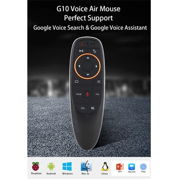 G10 de Voz, Controle Remoto 2.4 G sem Fio de Ar Mouse, Microfone, Giroscópio de Aprendizado IR para a Caixa de TV Android T9 H96 Max X96 Mini