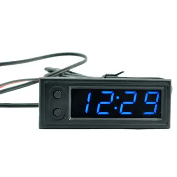 12V 3in1 do Carro do Veículo de Kit Termômetro + Voltímetro + Relógio Digital LED de Exibição Você Pode Escolher O Snap-in do Furo de Montagem