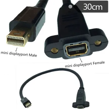 Direita Esquerda cima Baixo Ângulo de 90 graus Mini DP para Mini DP 4K de Cabos Mini DisplayPort do sexo Masculino Para o Feminino estender a Parafuso Montagem em Painel Cabo