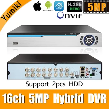 6 em 1 H. 265+ 16ch AHD de vídeo híbrida gravador de 5MP/4MP/3MP/1080P/720P Câmera Xmeye Onvif P2P CCTV DVR AHD de suporte DVR USB wifi
