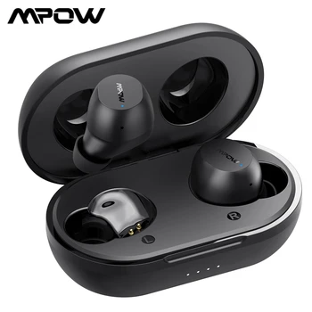 Mpow M12 Bluetooth 5.0 Na Orelha Fones de ouvido IPX8 Impermeável sem Fio, Fones de ouvido com 25 H tempo de reprodução&Controle de Toque para o iPhone 11 Plus/X/XR