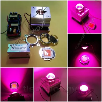 100W DIY led cresce a luz 380-840nm kit,chip+driver+dissipador do ventilador +60Degree lente
