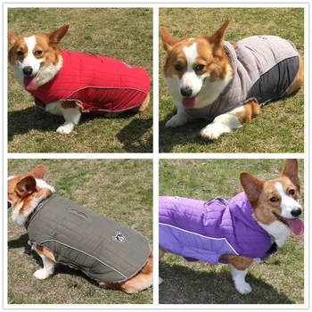 Winter Dog Clothes Thick Fleece Warm Dog Clothing Winter Dog Jacket Reflective Adjustable Belly Quilted Dog Coat Removable Hood
