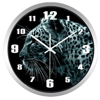 Legal Leopardo Preto Relógio de Parede para Homens Quarto, Escritório, Sala de Estudo Relógio Silenciosa
