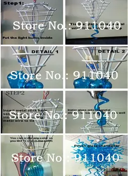 Preço de atacado da China Azul Cobalto Triângulo Lustre de Vidro Murano Lustre de LED Lustres-LR808