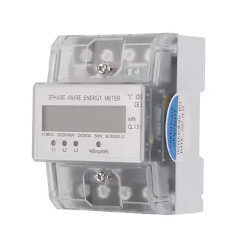 Digital LCD 3x20(80A) Energiemeter Eletrônico Medidor trifásico de Quatro Fios em Trilho DIN KWh Eletrônicos de Energia de Medição do Medidor de Ferramentas