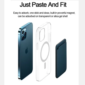 2 em 1, Transparente Magnético Case + Cartão de bolso o Saco para o iPhone 12 Pro Max Ímã Titular do Cartão para o iPhone 12 Mini Celular Sacos
