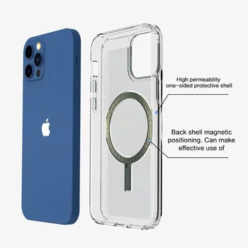 2 em 1, Transparente Magnético Case + Cartão de bolso o Saco para o iPhone 12 Pro Max Ímã Titular do Cartão para o iPhone 12 Mini Celular Sacos