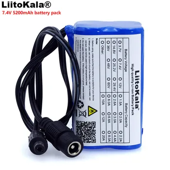 LiitoKala Proteger 7.4 V 5200 mAh 8,4 V 18650 Li-lon Bateria luzes da bicicleta Cabeça de lâmpada especial de bateria DC 5.5*2,1 mm