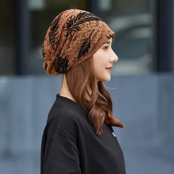 Estilo étnico mulheres de chapéu de malha com capuz tampão de algodão estilo coreano simples lace floral skullies beanies