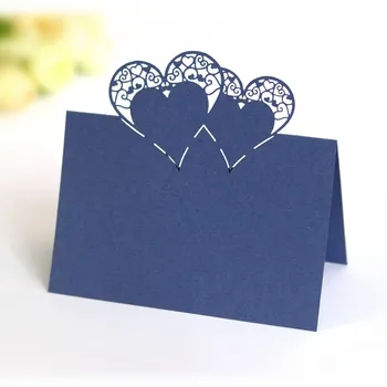100pcs convite de Casamento o cartão de cartão de reserva de assento em forma de coração oco laser borboleta cartão criativo tabela de cartão dia dos namorados amor postal 6Z