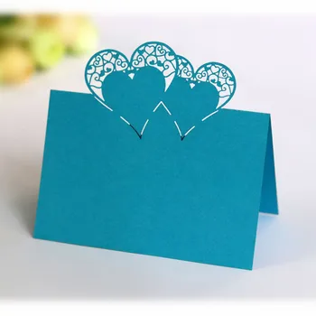 100pcs convite de Casamento o cartão de cartão de reserva de assento em forma de coração oco laser borboleta cartão criativo tabela de cartão dia dos namorados amor postal 6Z