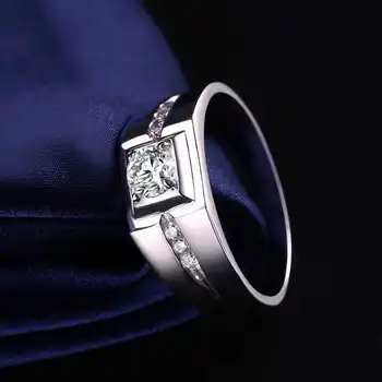 Prata 925 Esterlina de Anéis de Casamento de Homens Embutimento da Jóia zircônia Cúbica Anéis de Noivado para Homens