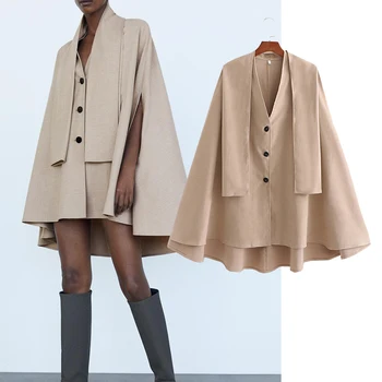 Za 2020 novas Mulheres de Outono inverno manto Blusão bolso de Casaco Aberto Ponto de decote em V Longo Casaco Senhora Streetwear Outwear