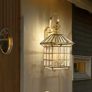 TRAZOS: Cobre lâmpada de parede Exterior Europeia Exterior do Jardim do DIODO emissor de Milho Lâmpadas Varanda Impermeável IP55 Pátio Escadas Lâmpada de Parede