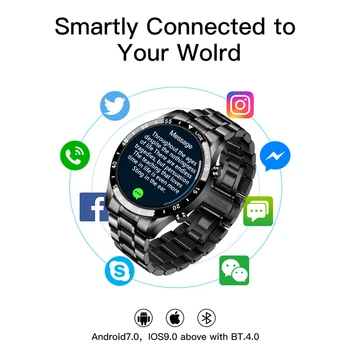 LIGE 2020 círculo Completo, tela de toque de aço Banda luxo de chamada Bluetooth Homens inteligentes relógio Impermeável Atividade de Esporte relógio de fitness+caixa