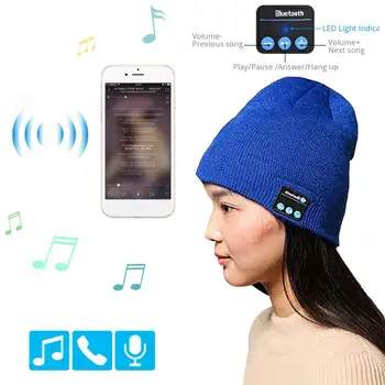 Sem Fio Bluetooth V5.0 Gorro de Malha de Mais de Veludo de Inverno Xadrez Chapéu de Fone de ouvido alto-Falante Microfone Mãos-livres Músicas Mp3 Magia Quente Smart Cap