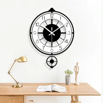 Grande Relógio de Parede em Madeira Preto Relógios de Pêndulo na Parede Decoração de Casa de Muro Branco Assista Quarto Super Silencioso Arte Assista Ins Klok Presente SC380