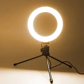 Selfie DIODO emissor de Luz Anel de Fotografia com Flash de Lâmpada Com Suporte de Tripé Para a Composição de Vídeo do Youtube Dimmable Câmara de Iluminação do Anel