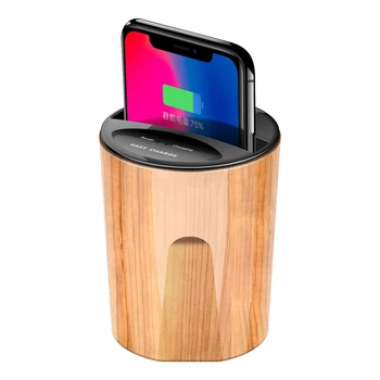 De madeira do Cilindro Rápido Carregador de Carro de Carregamento sem Fios com Saída USB De 2,4 Uma Adaptação para o iPhone 8 X Samsung S8 S7 S6 S6 borda