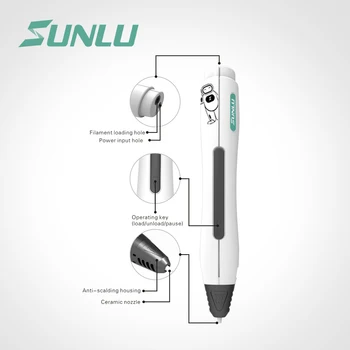 SUNLU SL-400 3D Lápis Presente da Educação Para Adultos Desenho 3D Caneta Filamento PLA 100m Fácil Doodle Riser