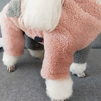 Animal de estimação Algodão Casaco de Inverno do Cão Dobra Zip Tipo de Hoodies com Letras Cão de Estimação Espessamento Cashmere Pijamas Roupas