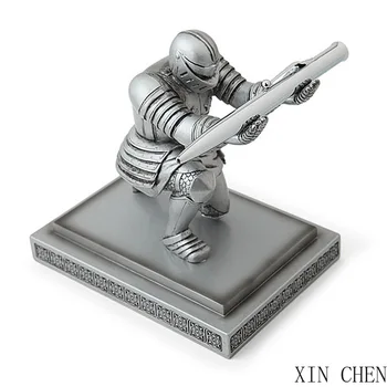 Criativo guerreiro modelo de caneta cremalheira do armazenamento do Executivo Cavaleiro Caneta Titular Armadura do Herói porta-Caneta Decoração Presente