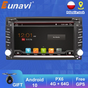 Eunavi 2 Din Android10 Carro Universal Multimédia Leitor de DVD, Rádio, GPS de Navegação Automática da Tela de Toque de 4G de 64GB DSP wi-FI de Áudio BT5 USB