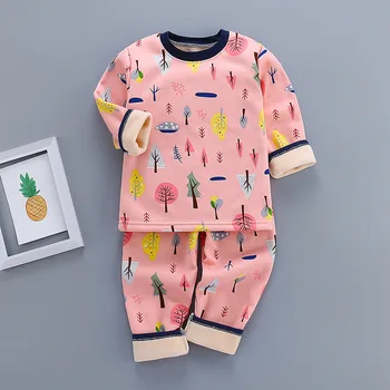 Crianças Pijamas De Inverno Crianças Quente Do Roupa Interior Roupa De Dormir Roupas De Crianças Conjuntos De Espessamento Da Menina Dos Desenhos Animados Do Luxuoso Do Natal De Pijama Meninos