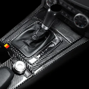 Centro do carro Console da Shift de Engrenagem Decoração Guarnição Adesivos Para Mercedes Benz Classe C W204 2007-2013 LHD de TELECOMUNICAÇÕES de Fibra de Carbono Estilo