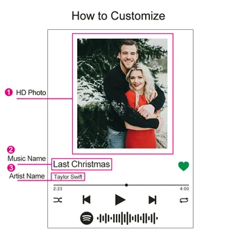Personalizável personalizados, fotos e músicas Favoritas Capa do Álbum de Música Spotify a reprodução introdutória Acrílico Luz da Noite Para o presente de Natal