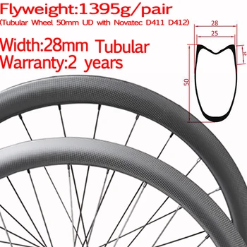 Super leve, largura de 28mm de carbono bicicleta de estrada disco roda tubular reta puxe a 2 anos de garantia Novatec D411 D412 cyclocross rodado