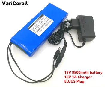 12 v 9.8 Ah 9800mAh 18650 bateria Recarregável de 12V Li-Ion Bateria Placa de Protecção do CCTV Monitor de bateria +12,6 V 1A Carregador