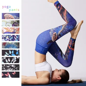 Nuvem se Esconder Calças de Yoga Desportivo Leggings Mulheres de Cintura Alta Treinador de meia-Calça Longa Flor Push-Up Executando Calças de Treino Plus Size XL