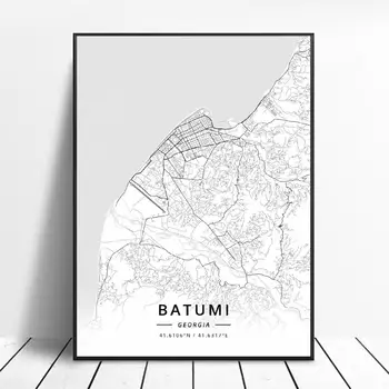Batumi Kutaisi Tbilisi, Geórgia Lona Arte Mapa Cartaz