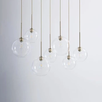 Nordic LED Moderna luminária Pendente, Iluminação de Prata de Ouro galvaniza Bola de Vidro Pendurado Lâmpada Industrial Sala de estar Luminária