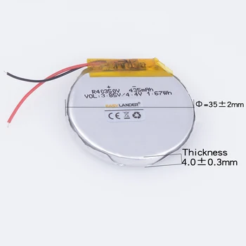 R40350 403535 3.85 V 435mAh de lítio Recarregável de Polímero Rodada da bateria Para o relógio Inteligente