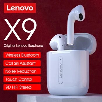 Original Lenovo X9 Fones de ouvido sem Fio Bluetooth 5.0 Fone de ouvido Controle de Toque 9D Dinâmica de som hi-fi Fones de ouvido com Microfone Headset