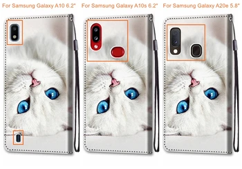 Carteira Case Para Samsung Galaxy A10 A10s A20E A20s A20 A30 A40 Caso PU Capa de Couro Pintado Back Flip Cover Para Samsung a10 Caso