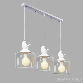 De Vidro Moderna Do Pássaro Luminária Crianças Em Casa Luminária Luminária De Design Hanglamp Luz De Suspensão De Quarto De Crianças Lustres