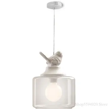 De Vidro Moderna Do Pássaro Luminária Crianças Em Casa Luminária Luminária De Design Hanglamp Luz De Suspensão De Quarto De Crianças Lustres