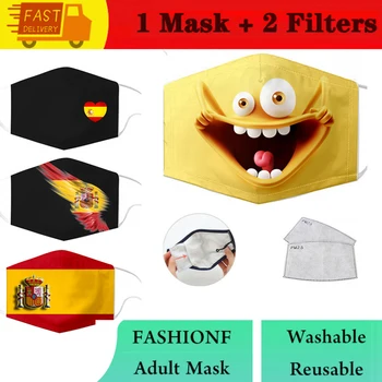 Pm2.5 Filtro de poeiras de Algodão Máscara Inserir Anti-poeira, Máscaras de Bandeira espanhola Reutilizável e Lavável, Tecido Masque Máscaras